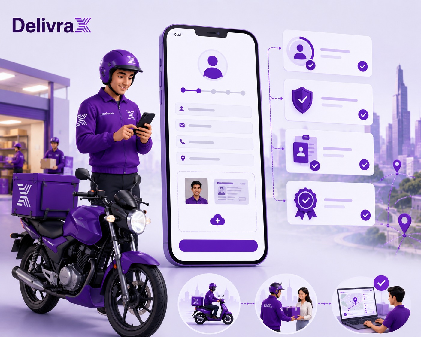 DelivraX rider on motorcycle